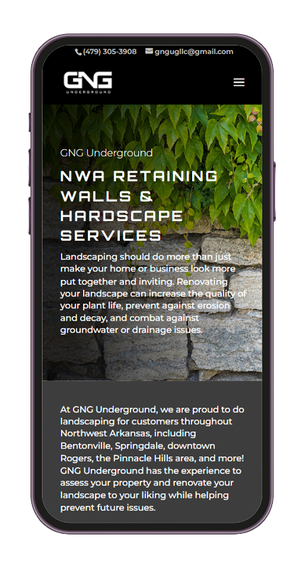 GNG Mobile View Interra NWA Website Design